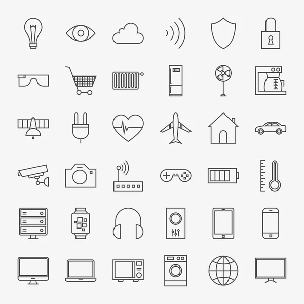 Line Internet of Things Design Icons Big Set — Stock Vector