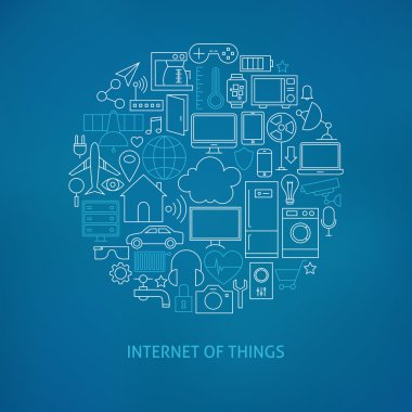 İnce çizgi Internet şeyler simgelerin daire kavramı ayarla