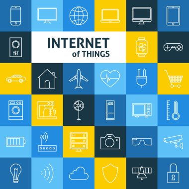 Vector Line Art Internet of Things Icons Set clipart