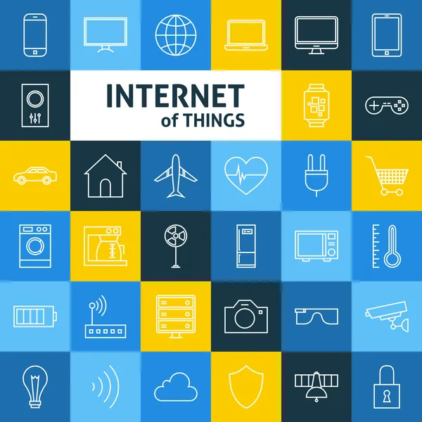 Vector Line Art Internet of Things Icons Set — Stock Vector