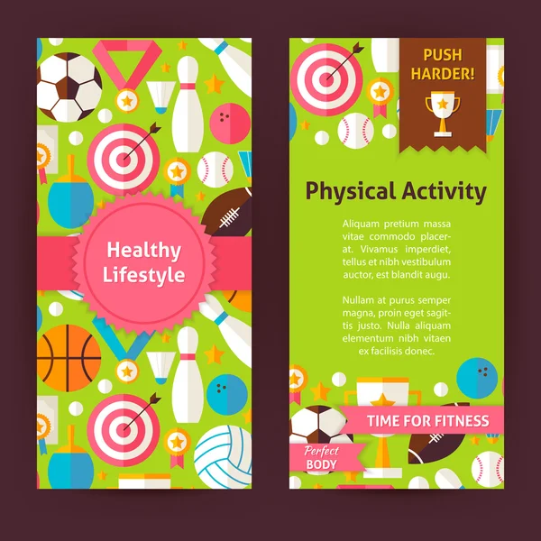 Flyer Template of Healthy Lifestyle Objects and Elements — Stock Vector