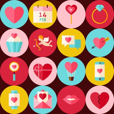 Vector Brown Flat Valentine Day Seamless Pattern with Circles