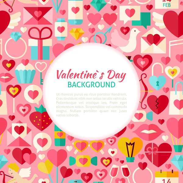 Flat Valentine Day Vector Pattern Background — Stok Vektör