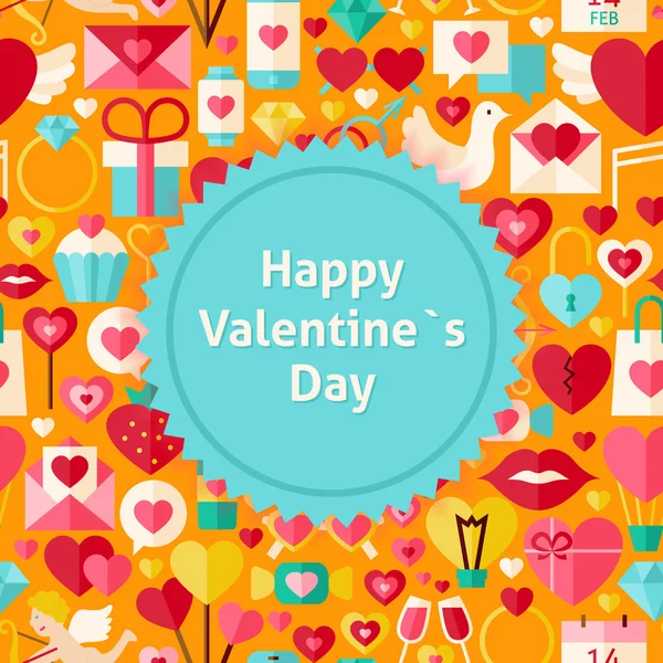Flat Vector Happy Valentine Day Background — Stockvector