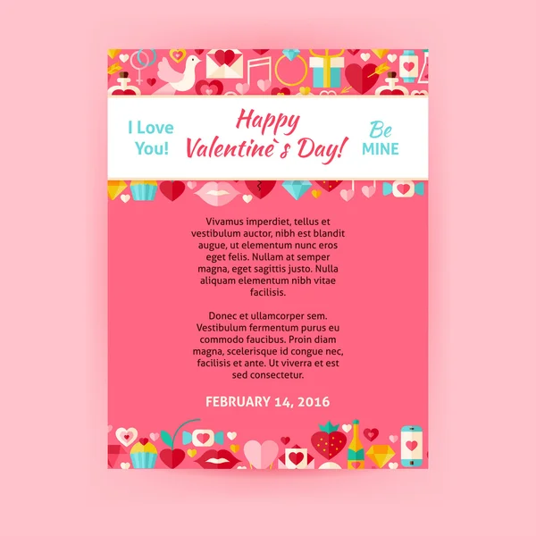 Happy Valentine Day Invitation Vector Template Flyer — Stockový vektor