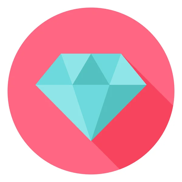 Icono de círculo de joyería de diamante con sombra larga — Vector de stock