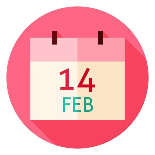 Valentine Day Calendar Date Circle Icon — Stock Vector