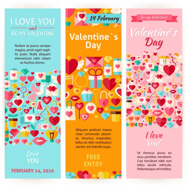 Valentine Day vacances vecteur Invitation Flyer Vertical défini — Image vectorielle