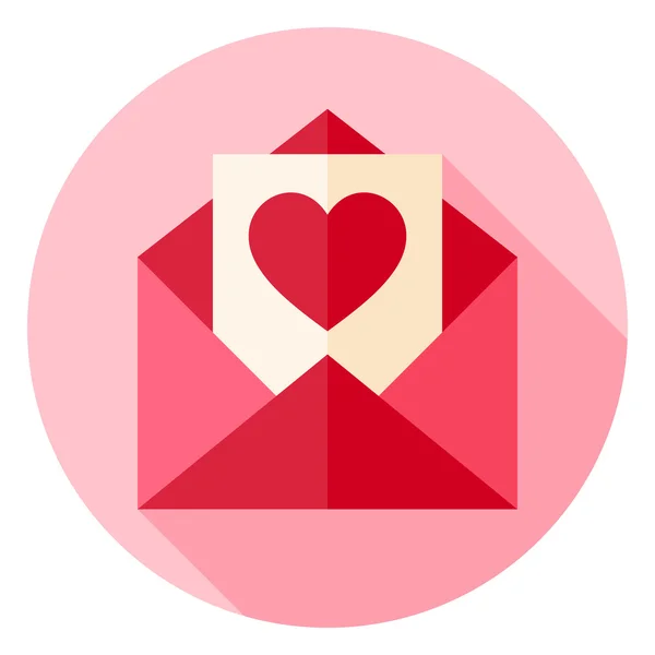 Carte postale d'amour de Saint-Valentin avec l'icône de cercle d'enveloppe — Image vectorielle