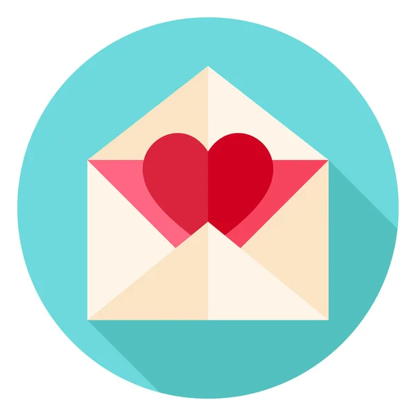 Enveloppe de Saint-Valentin avec icône de cercle cardiaque — Image vectorielle