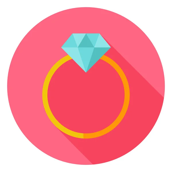 Anel de casamento com diamante círculo ícone — Vetor de Stock