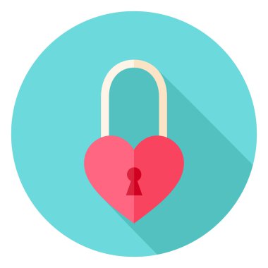 Heart Shaped Padlock Circle Icon