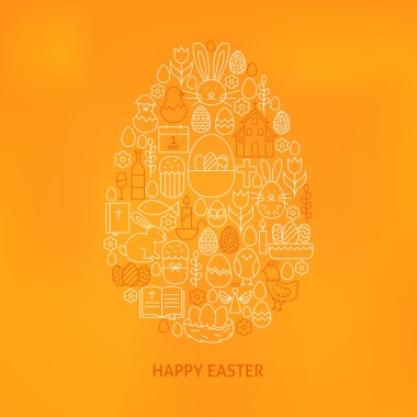 Orthodox Easter Line Icons Set Egg Shape