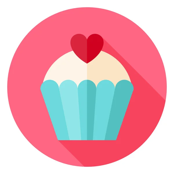 Cute Lovely Cupcake with Heart Circle Icon — ストックベクタ