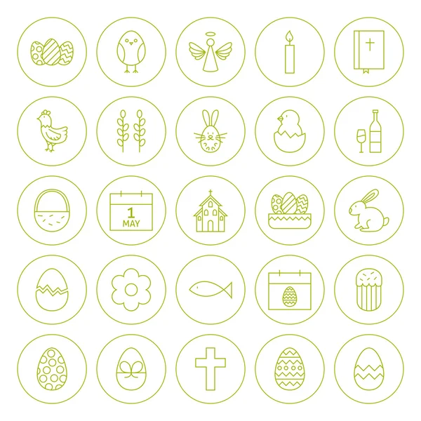 Line Circle Orthodox Easter Icons Set — Stockvector