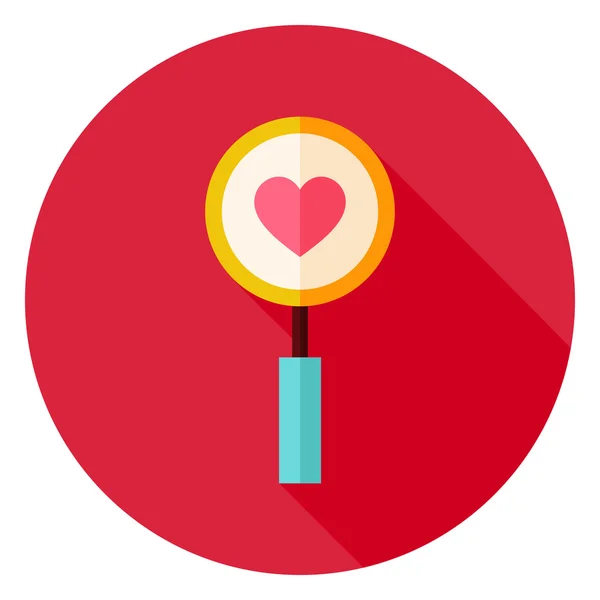 Pesquisa de amor Ampliação de vidro com ícone de círculo cardíaco — Vetor de Stock