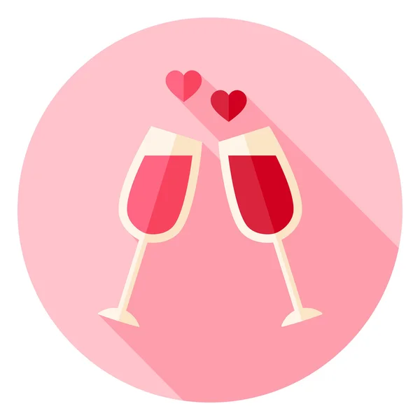 Two Glasses with Wine Circle Icon — ストックベクタ