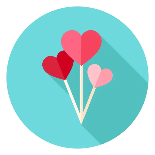 Valentine Day Heart Shaped Balloons Circle Icon — Stockový vektor