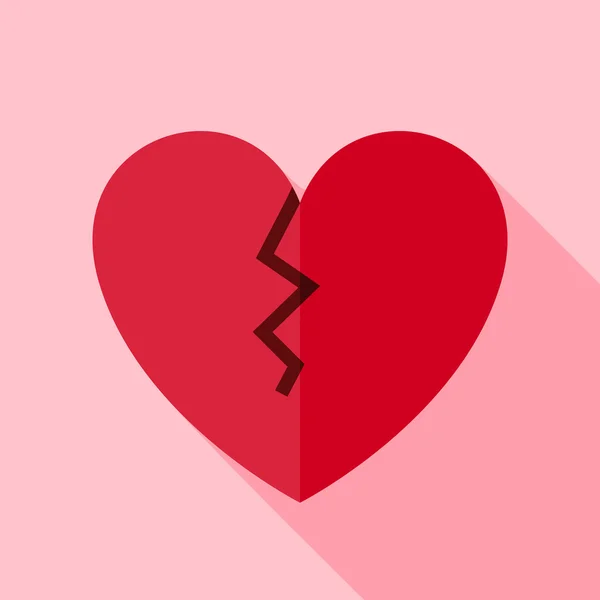 Vector Flat Design Broken Heart Icon — Stock Vector