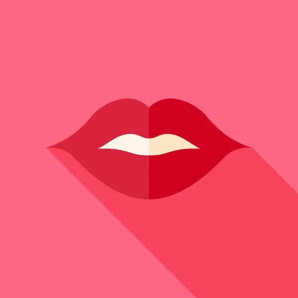 Vector Flat Design Kiss Sexy Lips Icon — 스톡 벡터