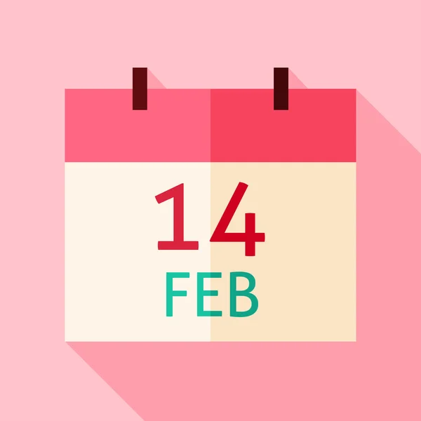 Vector Flat Design Valentine Day Calendar Date Icon — Stock vektor