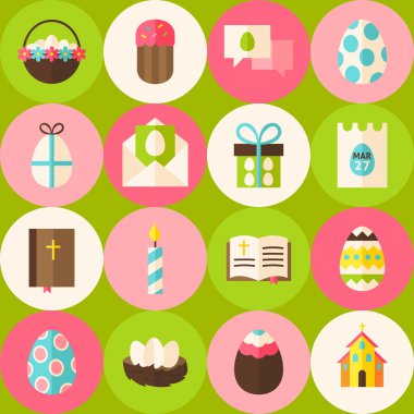 Vektör yeşil mutlu Paskalya Seamless Modeli daireler ile