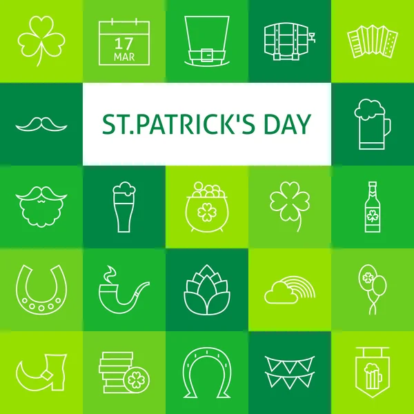 Vektor Linie Kunst moderne Saint Patrick Day Icons gesetzt — Stockvektor