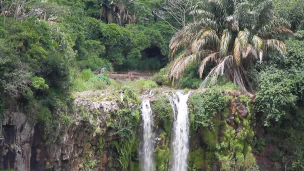 Chamarel şelale tepesinde. Mauritius — Stok video