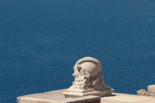 Decorative bollard (ship trick) on sea mooring. Marseille, France — Stock Photo, Image