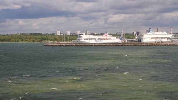 Seaport vízfelület. Tallinn, Észtország — Stock videók