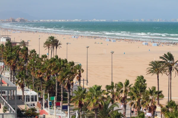 Muchos kilómetros de playa de arena. Valencia, España —  Fotos de Stock