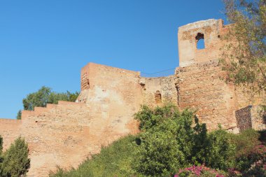 Alcazaba Malaga, İspanya eski kale duvarına parçası