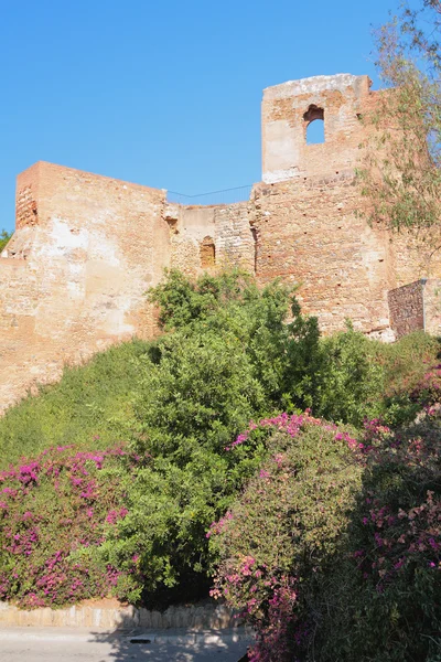 En la pared de la antigua fortaleza de Alcasaba. Málaga, España — Foto de Stock