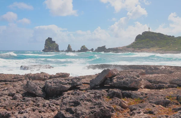 View of rocks of "Pointe des Châteaux". Guadeloupe — Zdjęcie stockowe