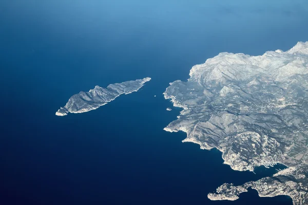 Bovenaanzicht op zee en het eiland. Dragonera, Mallorca, Spanje Spanje — Stockfoto