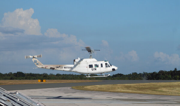Helicopter of UN in airport. Santo Domingo, Dominican republic