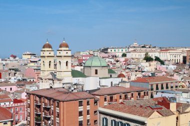City roofs and temple. Cagliari, Sardinia clipart