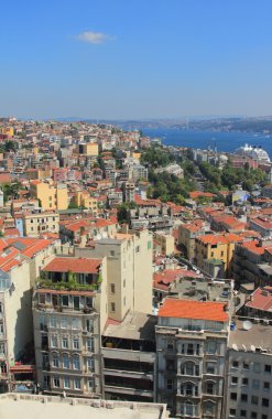 Üstten Görünüm şehir üzerinde. Istanbul, Türkiye
