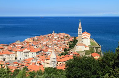 Antik kentin Adriyatik Denizi üzerinde. Piran, Slovenya