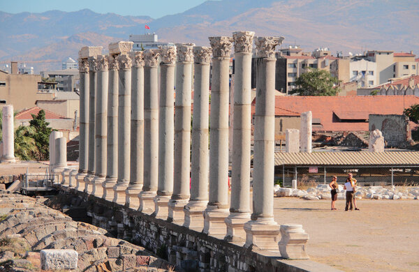 Reconstruction of ancient Roman colonnade, Agora. Izmir, Turkey
