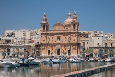 St Lawrence Kilisesi ve Vittoriosa Waterfront.Birgu, Malta