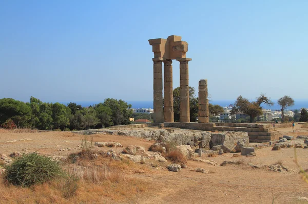 Akropolis Monte-Smith dağda mahveder. Rhodes, Yunanistan
