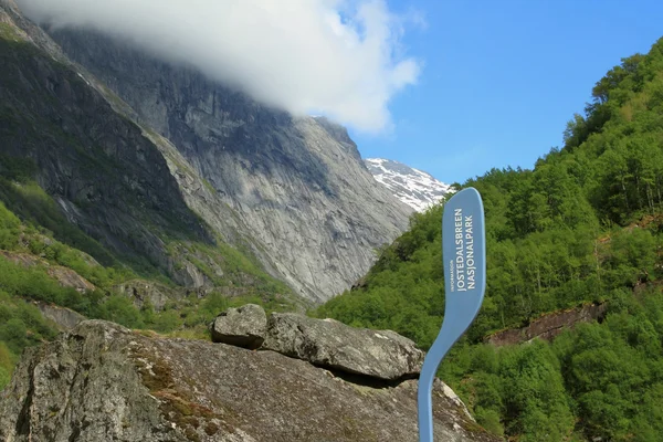 Índice de informação do parque nacional de "Jostedalsbreen", Noruega — Fotografia de Stock