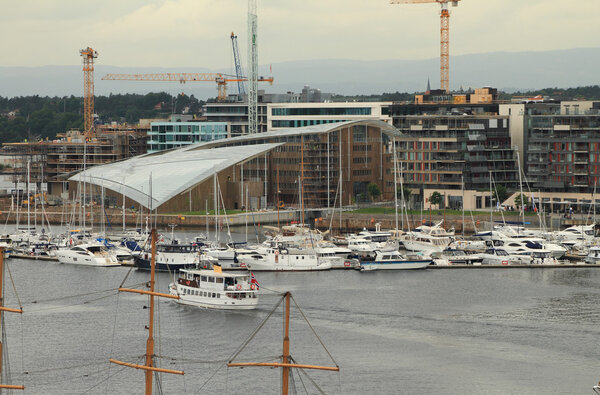 Mooring for yachts, Tjuvholmen. Oslo, Norway