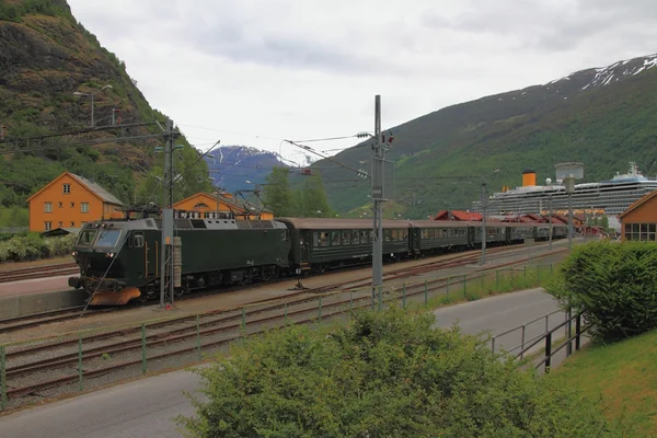 Yolcu Elektrikli tren. Flam, Norveç — Stok fotoğraf