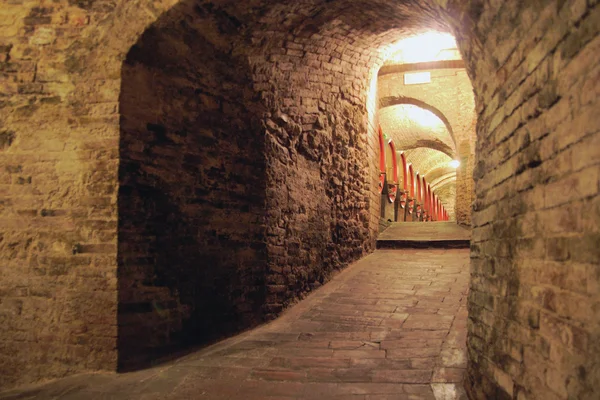 Voûte pour les tonneaux de vin. Montepulchano, Toscane, Italie — Photo