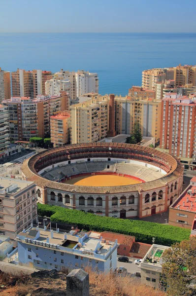 Arena para tourada na cidade à beira-mar. Málaga, Espanha — Fotografia de Stock