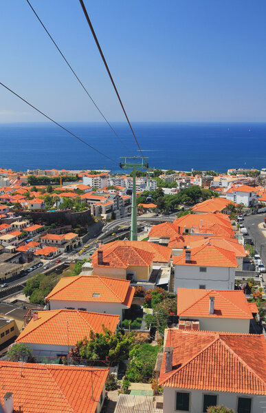 Ropeway on city. Funchal, Madeira, Portugal
