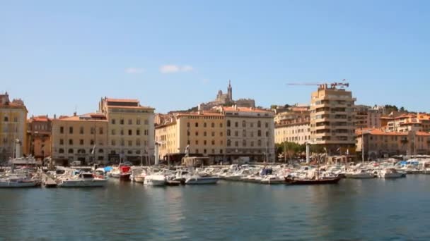 Παλιό λιμάνι (Vieux Port). Μασσαλία, Γαλλία — Αρχείο Βίντεο