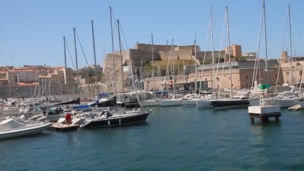 Port jachtowy. Marseille, Francja — Wideo stockowe